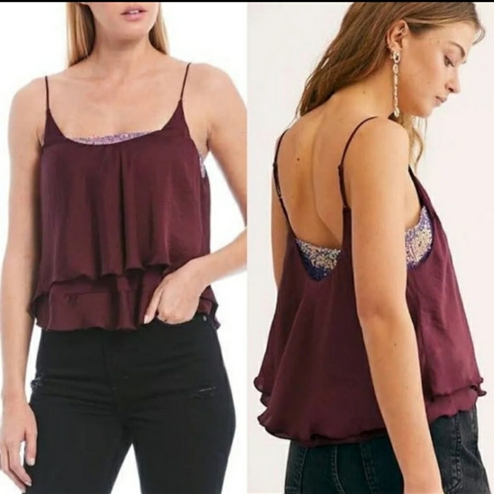 Free People Turn It On Cami Plum color XS NWOT